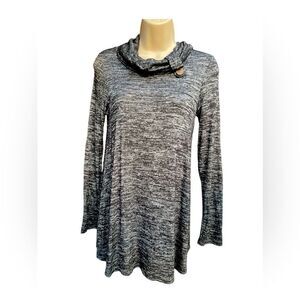 Twenty second Charcoal Grey Heathered Sequin Elbow Patch turtleneck sweater